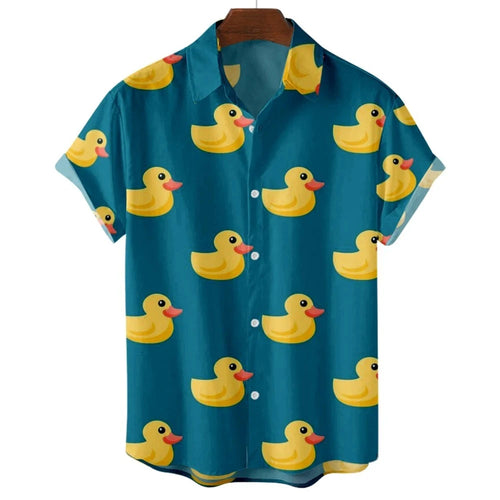 Men's Shirts Cute Duck 3d Print Summer Casual Oversized Short Sleeve