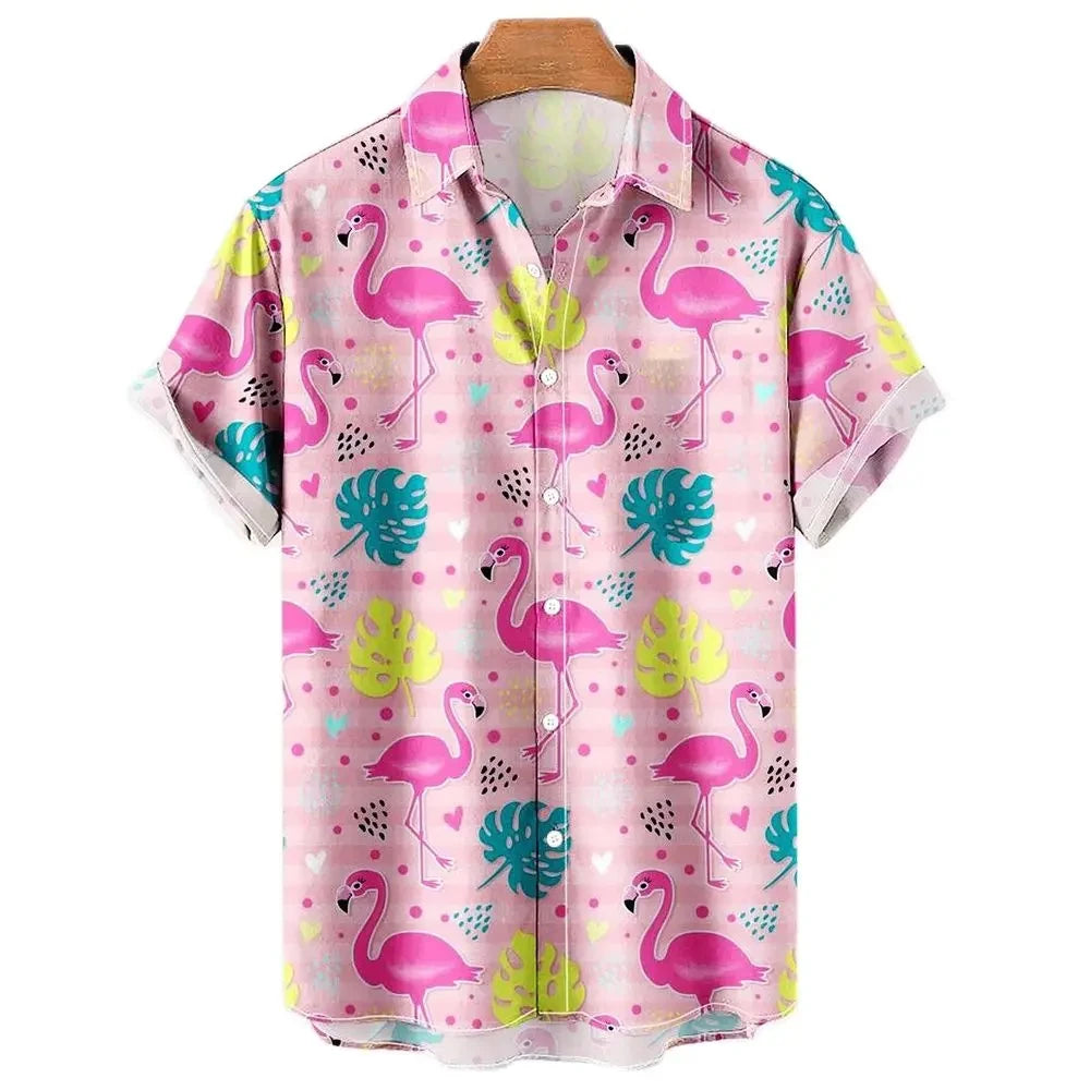 Men's Shirts Cute Duck 3d Print Summer Casual Oversized Short Sleeve